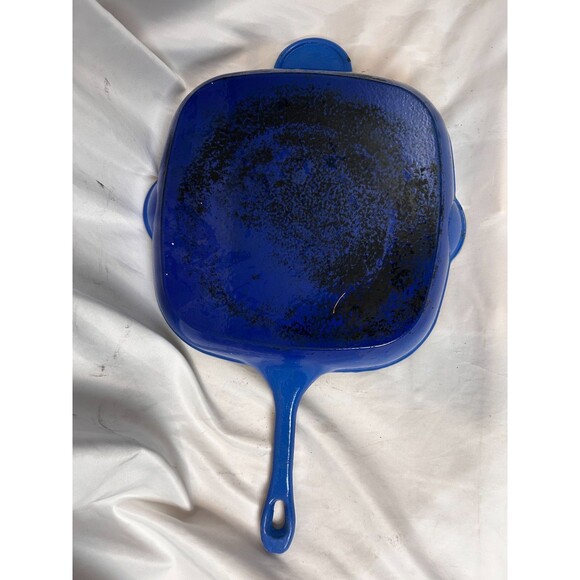 Blue Cast Iron Grill Pan 10.5” Ribbed Square Skillet - Picture 5 of 9